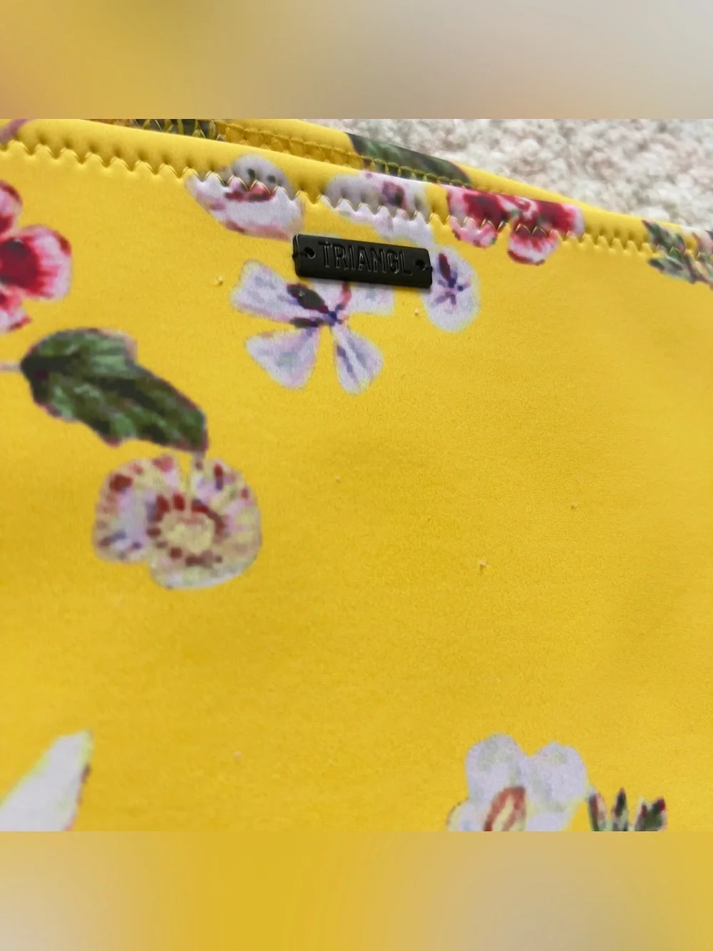 triangl swimwear Yellow Floral Bikini Bottoms with Pink Lining